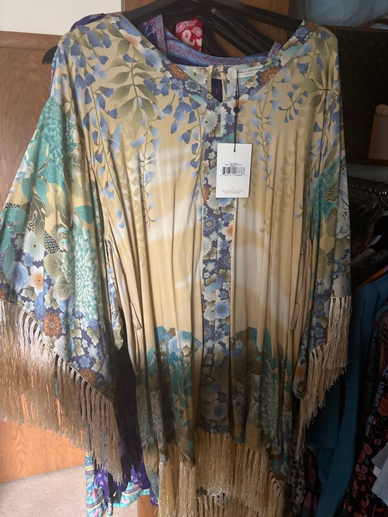 Spell Dresses & Skirts - Spell Floral Fringe Kimono in Gold, Teal, and Blue